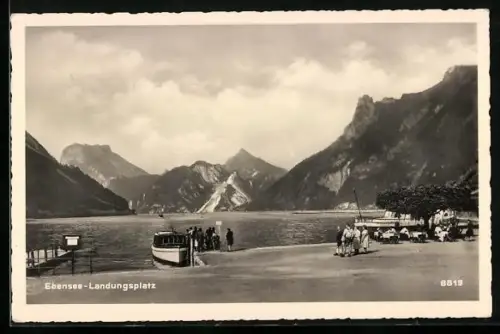 AK Ebensee, Landungsplatz am Ufer