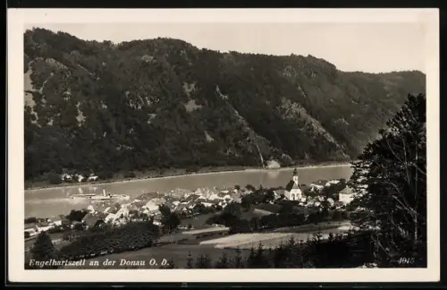 AK Engelhartszell an der Donau, Ortspartie mit Blick auf die Donau
