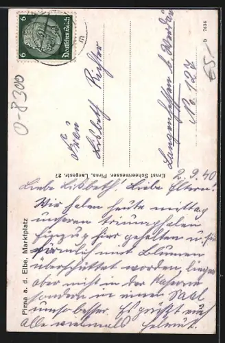 AK Pirna a. d. Elbe, Marktplatz, Rathaus