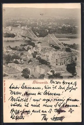 AK Dresden-Blasewitz, Blick auf die Elbbrücke