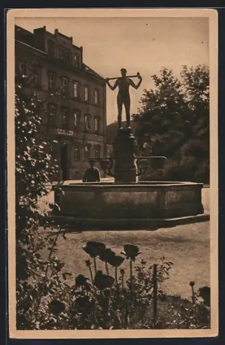 AK Dohna, Brunnen mit Statue