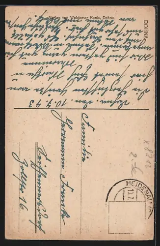 AK Dohna, Brunnen mit Statue