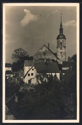 Foto-AK Dohna /Sa., Blick auf die Kirche