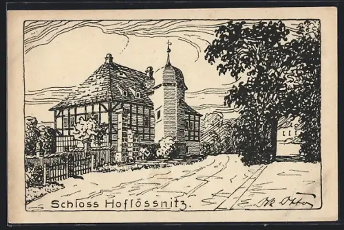 Künstler-AK Oberlössnitz bei Dresden, Schloss Hoflössnitz