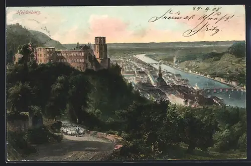 AK Heidelberg, Schloss, Altstadt, Neckarbrücke
