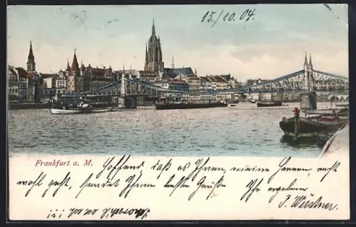 AK Alt-Frankfurt, Mainansicht mit Dom und Brücke