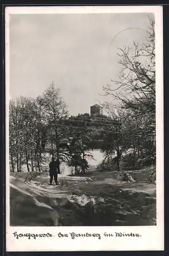 AK Harzgerode, Die Ehrenburg im Winter