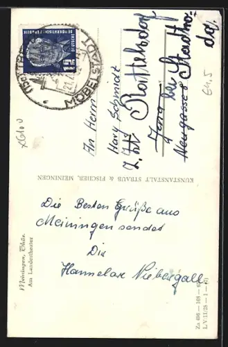 AK Meiningen /Thür., Am Landestheater