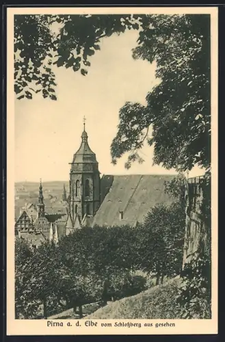 AK Pirna a. d. Elbe, Vom Schlossberg aus gesehen