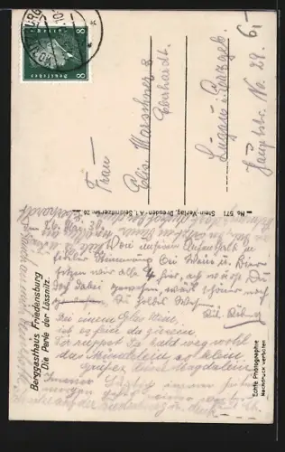 AK Niederlössnitz, Berggasthaus Friedensburg