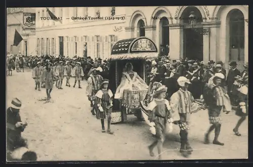 AK Tournai, Cortège-Tournoi de Chevalerie 1913, Marguerite d`Autriche et sa suite