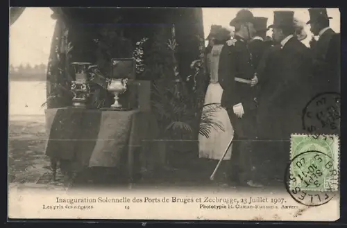 AK Bruges, Inauguration Solennelle des Ports de Bruges et Zeebrugge, 1907, Les prix des Régates
