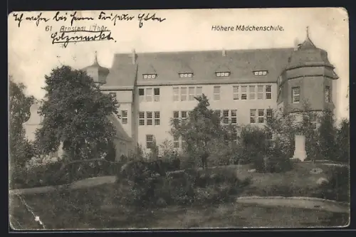 AK Arnstadt i. Thür., Blick auf die Höhere Mädchenschule