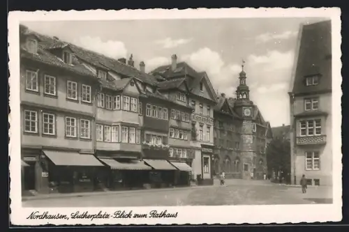 AK Nordhausen, Lutherplatz, Blick zum Rathaus