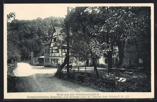 AK Gauernitz /Dresden, Blick auf das Gasthaus Schiebocksmühle