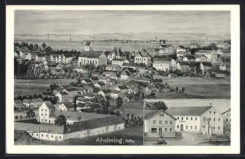 AK Aholming /Ndby., Gesamtansicht, Bäckerei J. Hackl mit Kriegerdenkmal