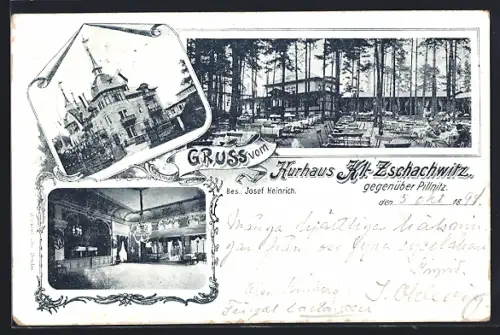 AK Dresden-Zschachwitz, Kurhaus mit Garten und Saal, Bes. Josef Heinrich