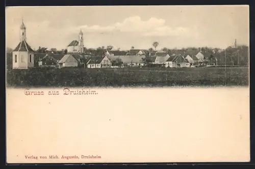 AK Druisheim, Gesamtansicht mit Kirche