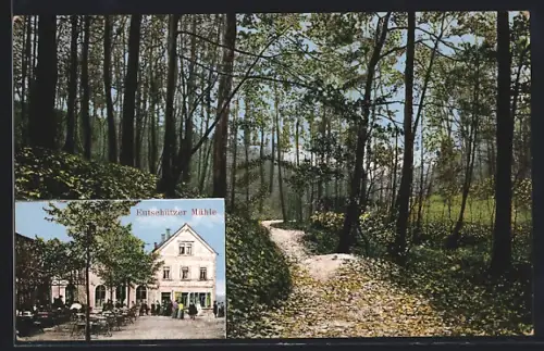 AK Bannewitz, Gasthof Euschätzer Mühle, Partie im Wald