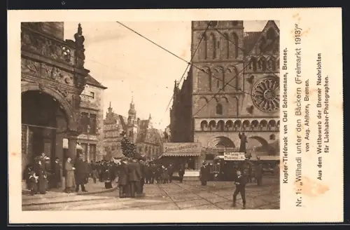 Künstler-AK Bremen, Wilhadi unter den Bäckern (Freimarkt 1913)