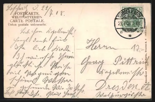 AK Weisser Hirsch b. Dresden, Hotel Weisser Adler mit Strassenpartie