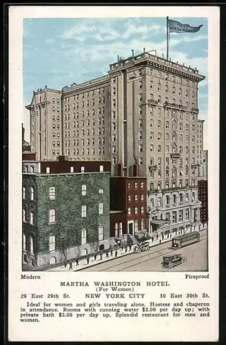 AK New York, NY, Martha Washington Hotel for women, 29 East 29th Street