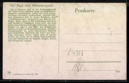 Künstler-AK Thale, Hexentanzplatz, Teufelsschloss, Teufelsbecken