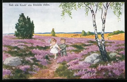 Künstler-AK Ad.Hoffmann: Sah ein Knab` ein Röslien stehn
