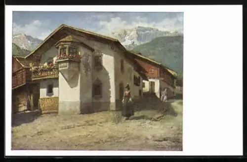 Künstler-AK Ober-Tilliach, Bauernhaus