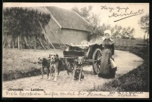 AK Bruxelles, Laitières, Milchtransport per Hundegespann