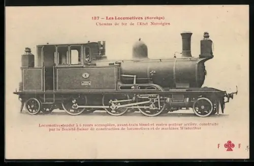 AK Dampflokomotive der norwegischen Eisenbahn