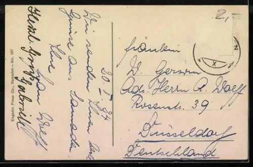 AK Samaden, Skifahrer blickt auf den Ort