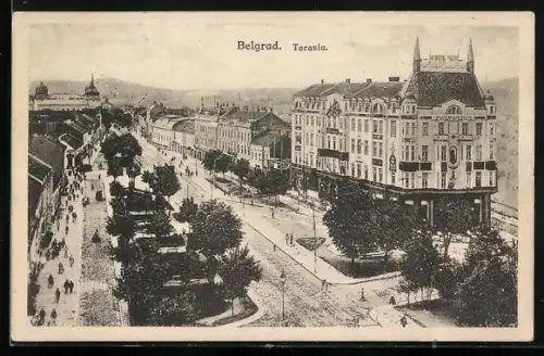 AK Belgrad, Terasia, Ortsansicht aus der Vogelschau