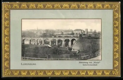 AK Luxemburg, Bisserweg mit Rham Schwimmanstalt