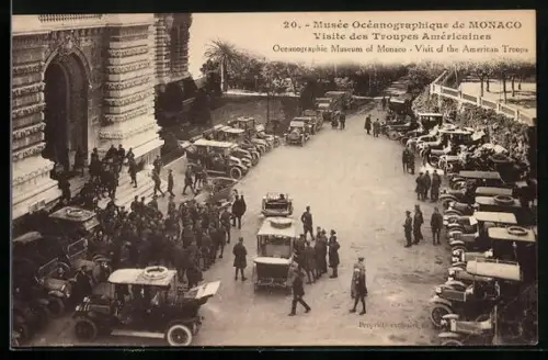 AK Monaco, Musee Oceanographique, Visite des Troupes Americaines