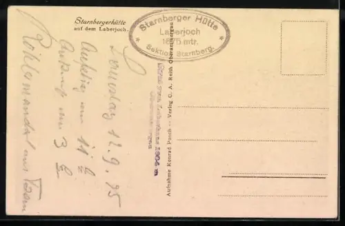 AK Starnbergerhütte, Berghütte a. Laber und Oberammergau