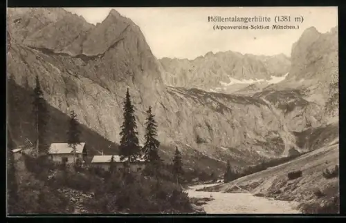 AK Höllentalangerhütte mit Gebirgspanorama