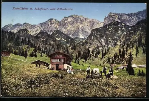 AK Kaindlhütte, Berghütte mit Scheffauer- und Zettenkaiser