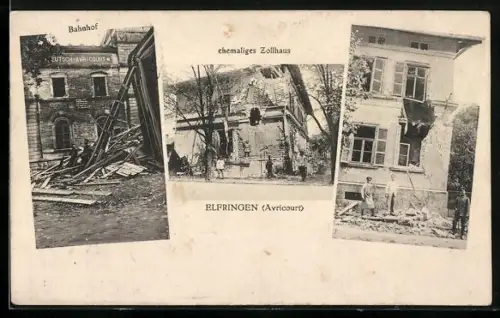 AK Elfringen, Bahnhof, ehemaliges Zollhaus, Trümmer