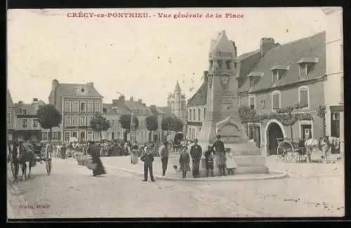 AK Crecy-en-Ponthieu, Vue generale de la Place