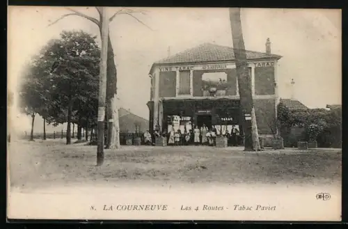 AK La Courneuve, Les 4 Routes, Tabac Paviet