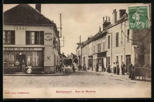 AK Ballancourt, Rue de Martroy, Cafe de Paris