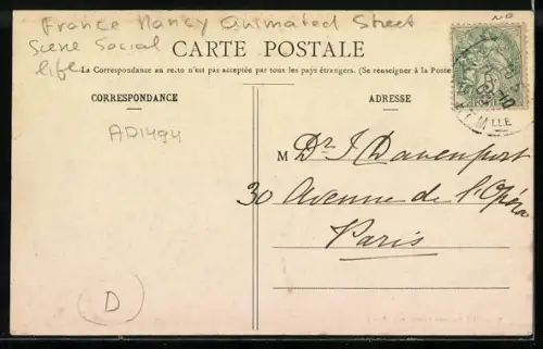 AK Nancy, Rue St-Jean, la plus animee, mit Passanten und Kutschen