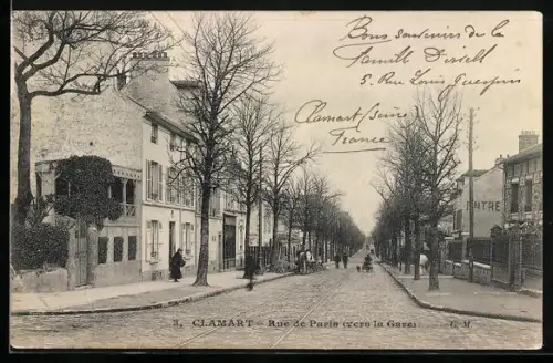 AK Clamart, Rue de Paris (vers la Gare)