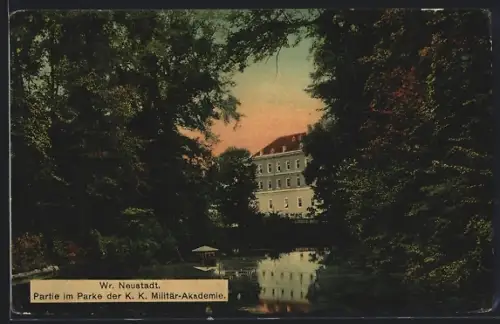 AK Wr. Neustadt, Partie im Parke der K. K. Militär-Akademie