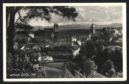 AK Lambach /O.-Oe., Blick auf den Stift aus der Vogelschau