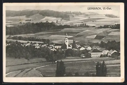 AK Lembach, Ortspanorama mit Kirche