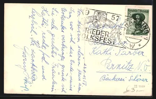 AK Schärding am Inn, Teilansicht mit Kurhaus und Uferpartie