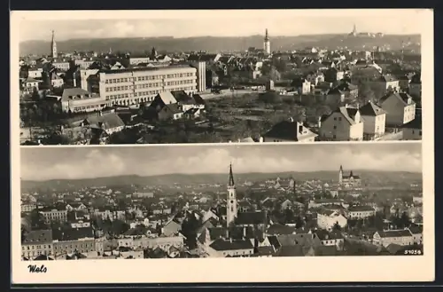 Foto-AK Wels, Zwei Ansichten der Stadt