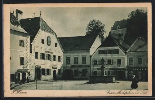 AK Grein a.d. Donau, Marktplatz mit Rathaus